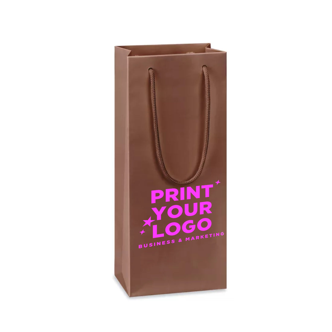Wine Matte Laminate Shopping Bag with Logo | 5 x 3 1/2 x 13 1/4- Wine