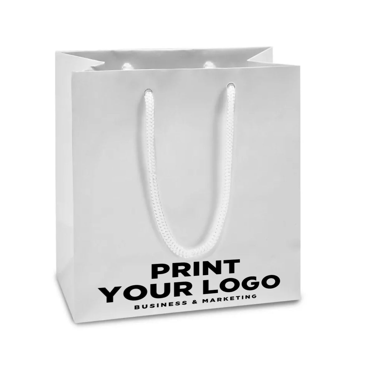 Mini Matte Laminate Shopping Bag with Logo | 6.5 x 3.5 x 6.5