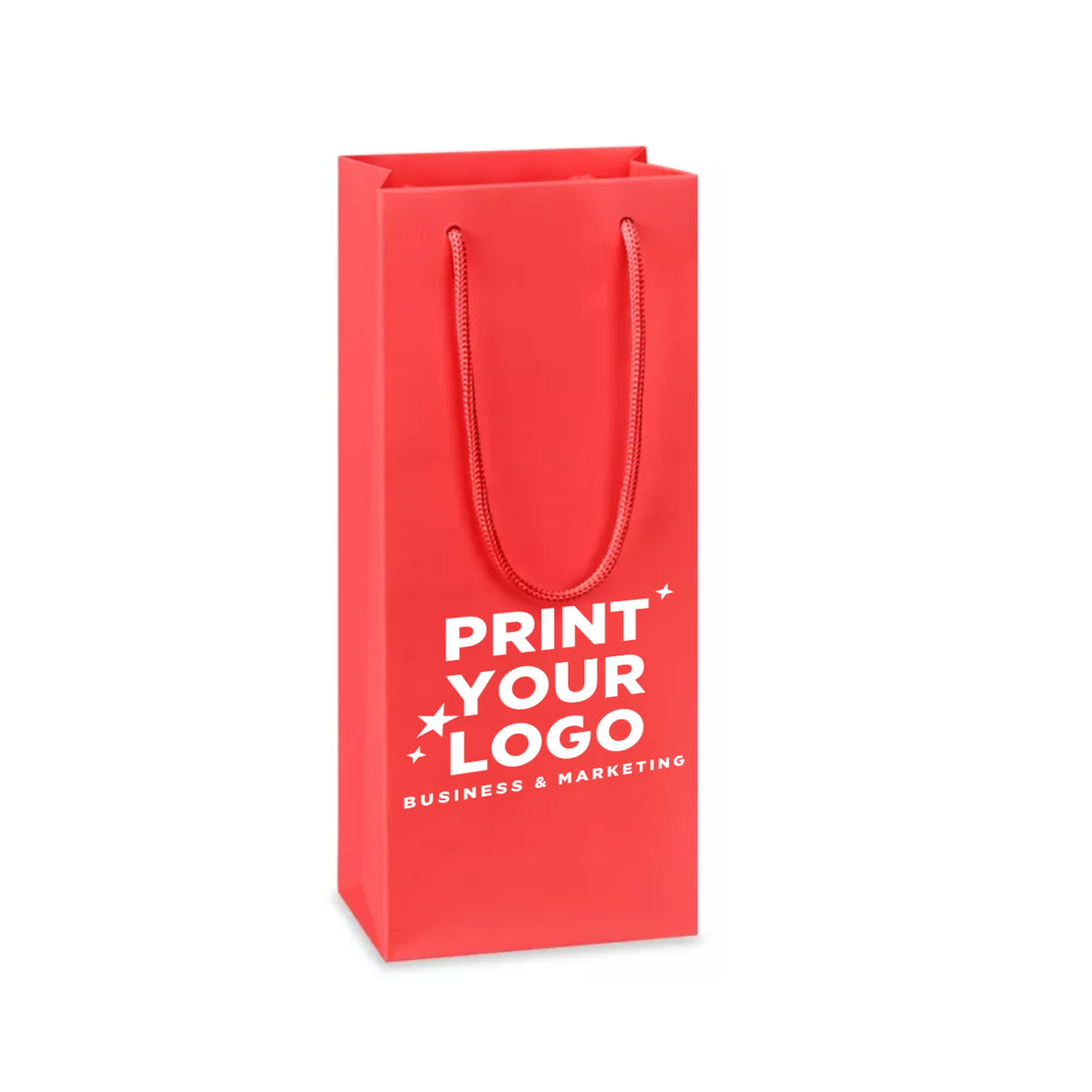 Wine Matte Laminate Shopping Bag with Logo | 5 x 3 1/2 x 13 1/4- Wine