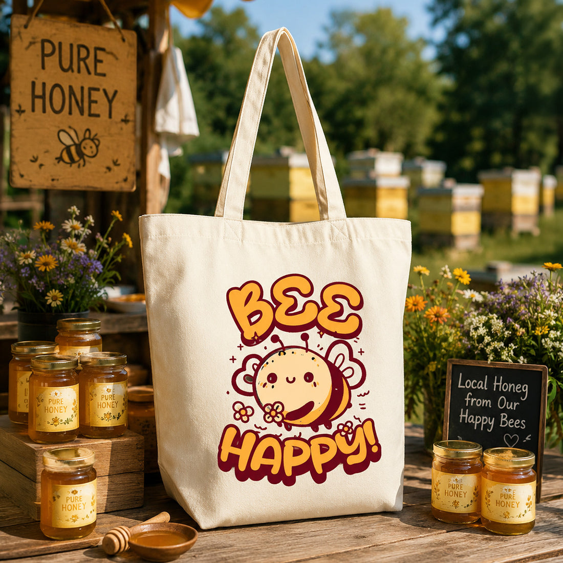Custom Canvas Bag with Bottom Gusset with Full DTF Logo