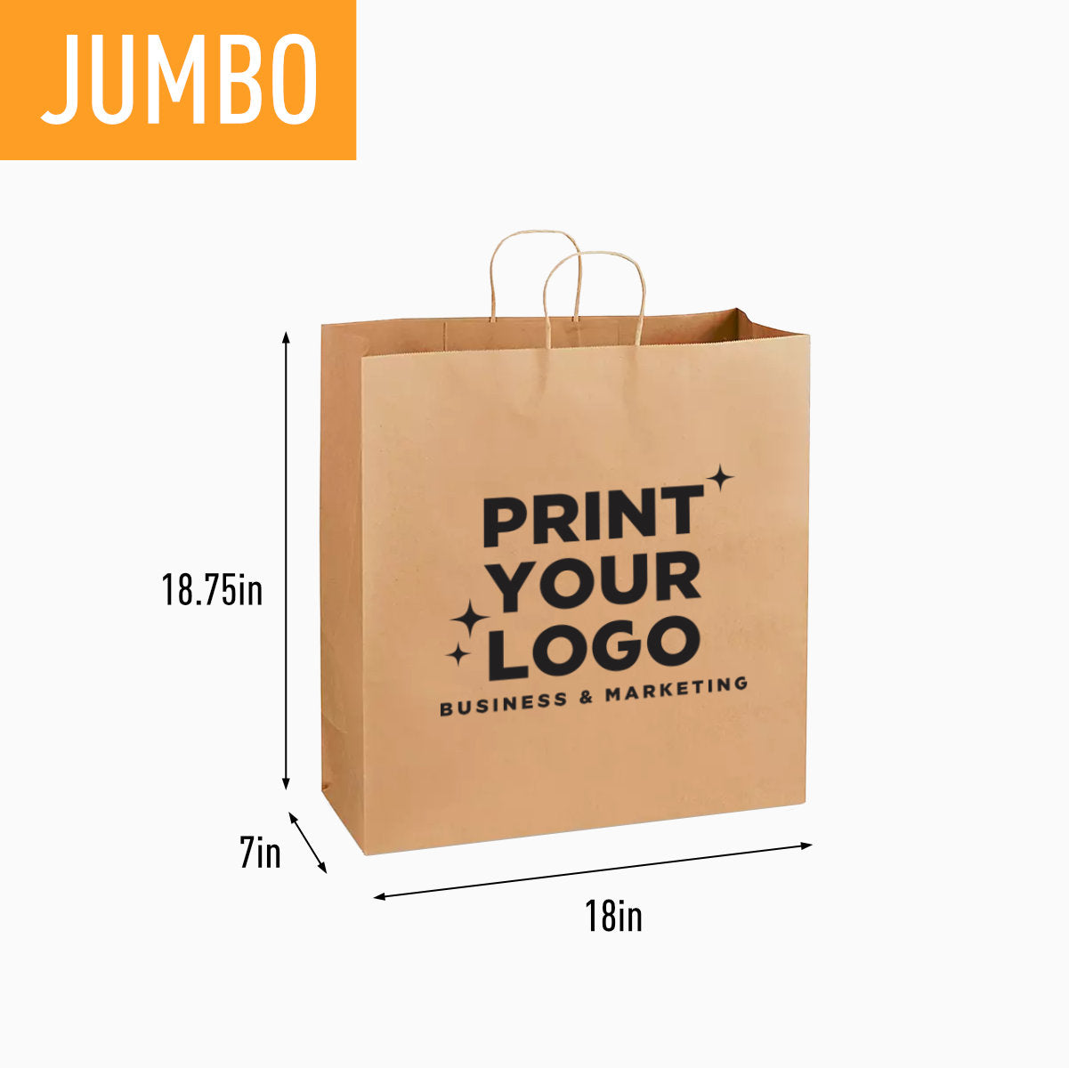 Extra Large Kraft Paper Bag with Screen Printing Logo | Custom Retail Shopping Bag for Brands