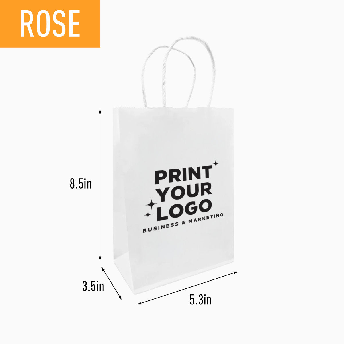Small White Paper Bag with Screen Printing Logo