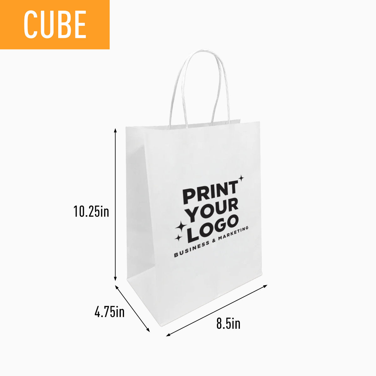 Small White Paper Bag with Screen Printing Logo