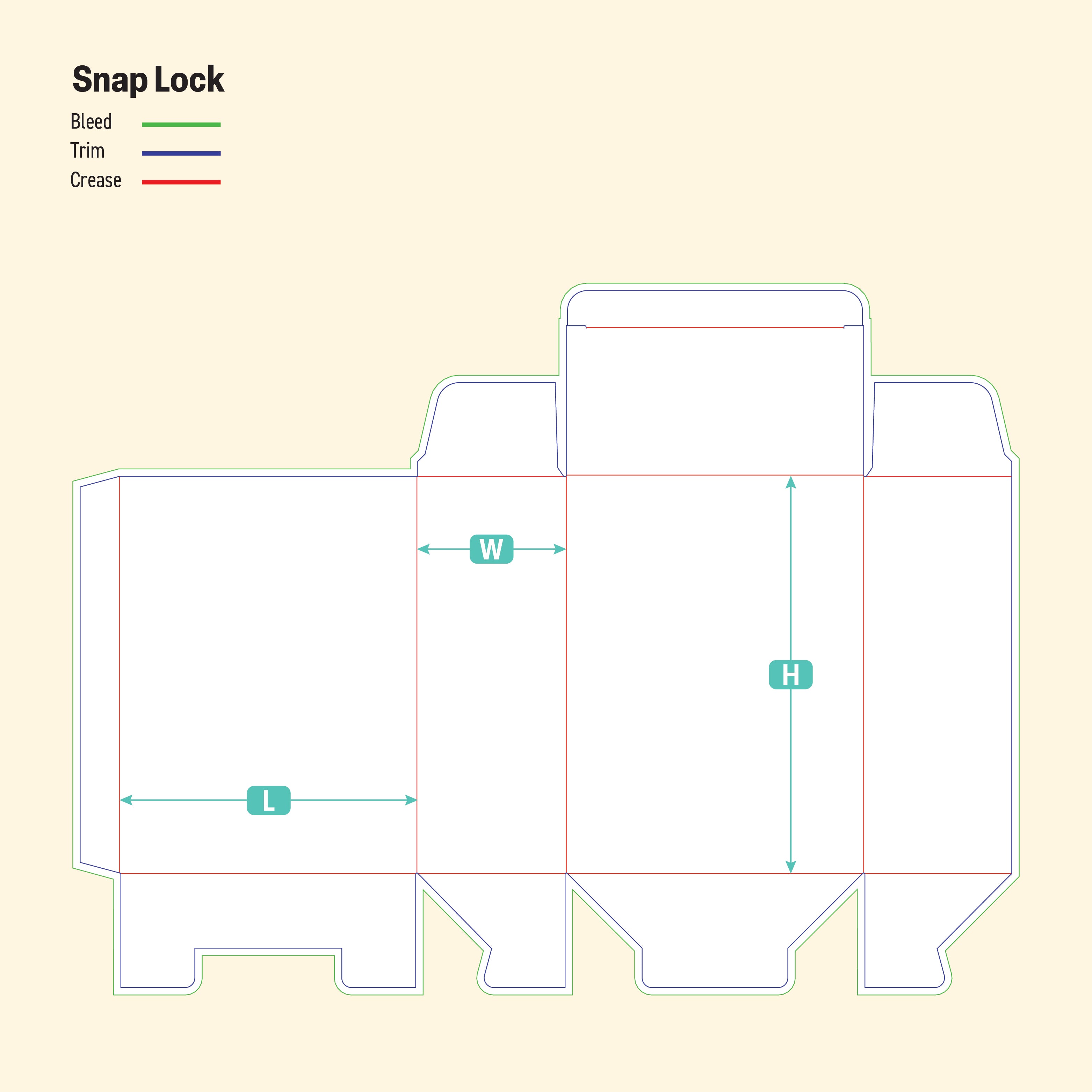 Snap Lock Box Template - Custom Die-Line Template