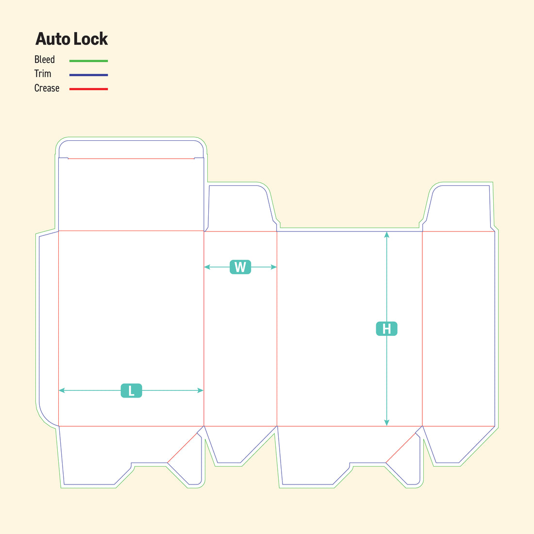 Auto Lock Box Template - Custom Die-Line Template