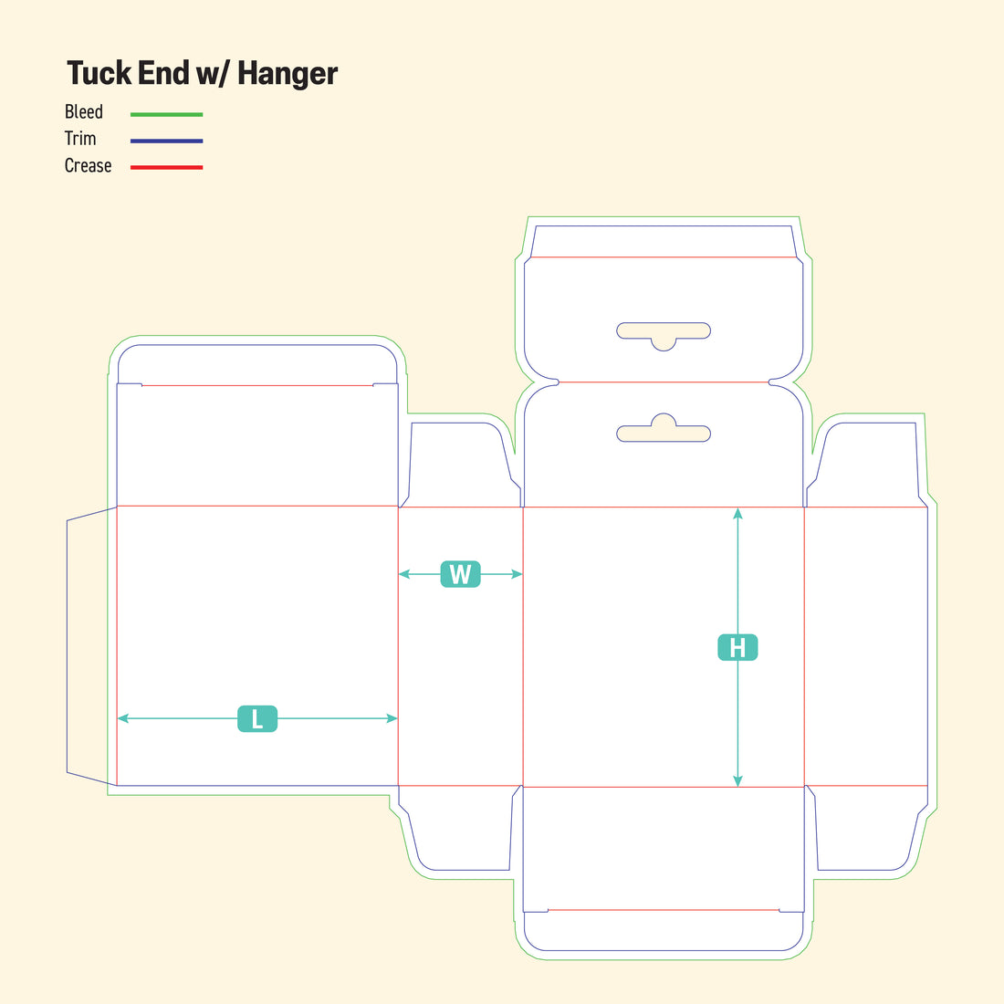 Tuck End with Hanger Template - Custom Die-Line Template