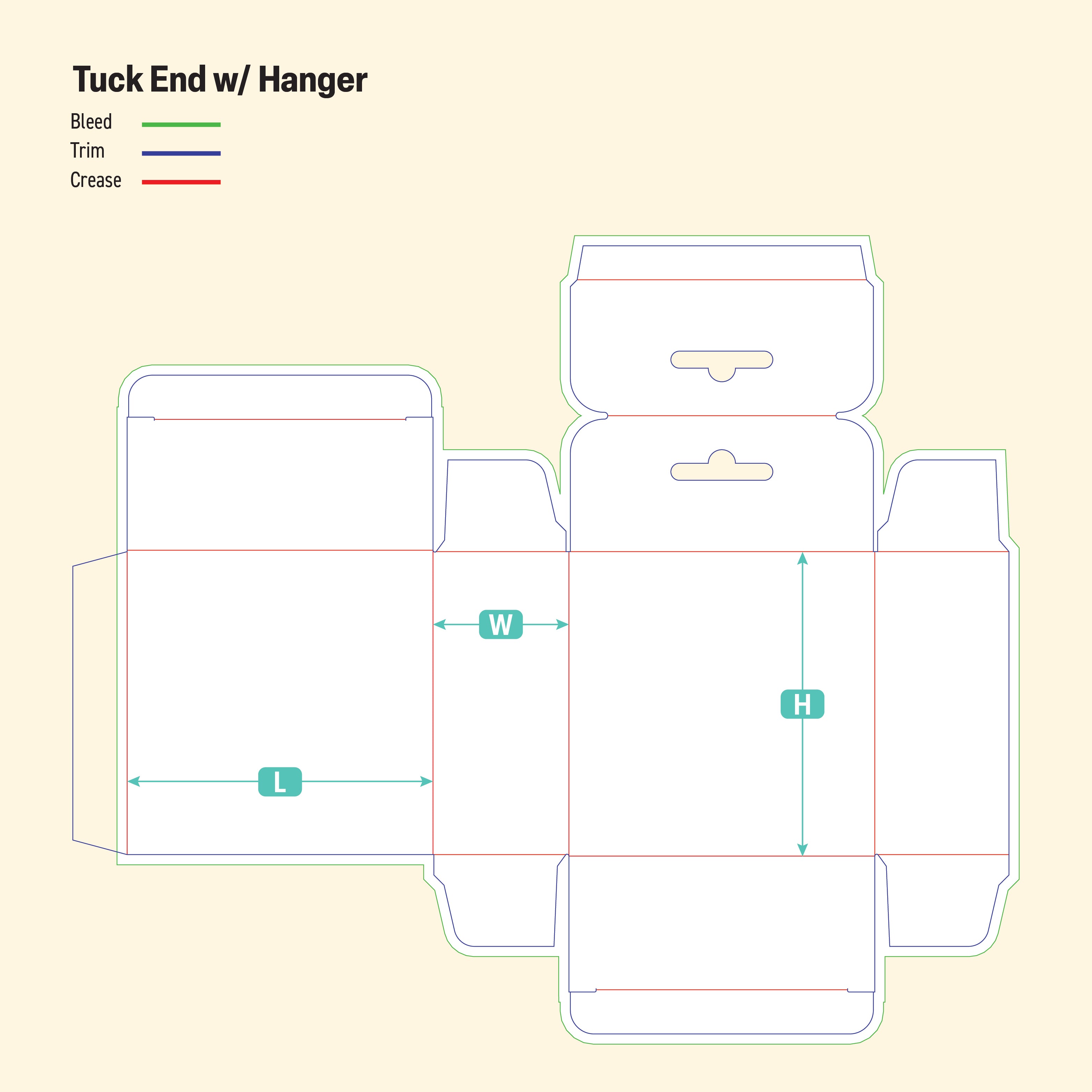 Tuck End with Hanger Template - Custom Die-Line Template