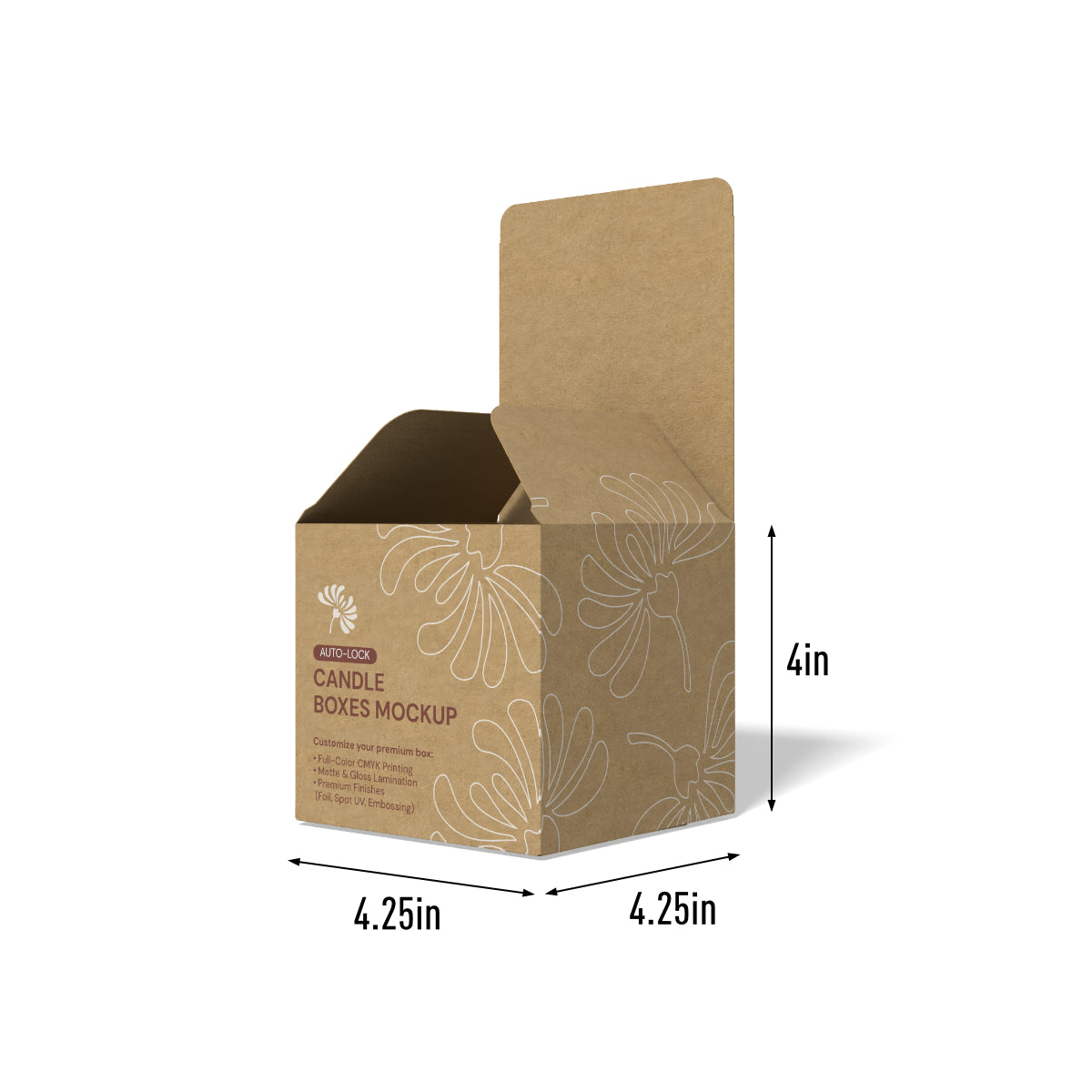 Custom Kraft Large Wick Candle Box – 4.25" x 4.25" x 4"