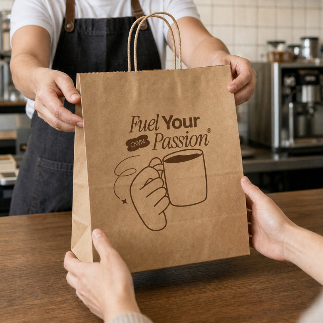 Medium Kraft Paper Bag with Logo – Custom Retail Shopping Bag for Brands