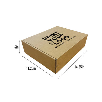 Kraft Mailer Box 14.25" x 11.25" x 4" with Self-Seal Tape - Custom One Colour Screen Printed Logo