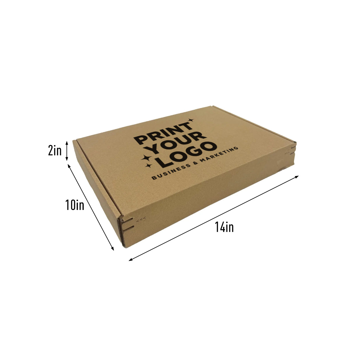 Kraft Mailer Box 14" x 10" x 2" with Self-Seal Tape - Custom One Colour Screen Printed Logo