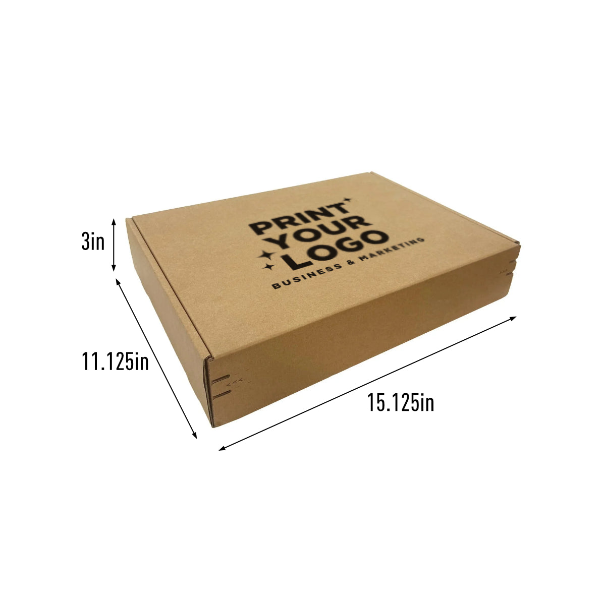 Kraft Mailer Box 15.125" x 11.125" x 3" with Self-Seal Tape - Custom One Colour Screen Printed Logo