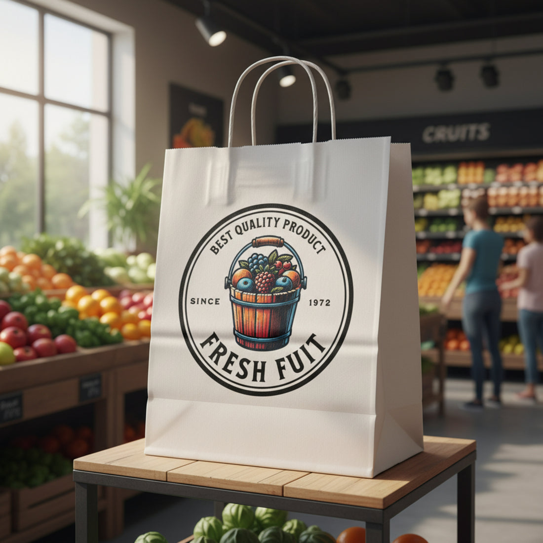 Large White Paper Bag with Full-Color Digital Print for Retail Brands