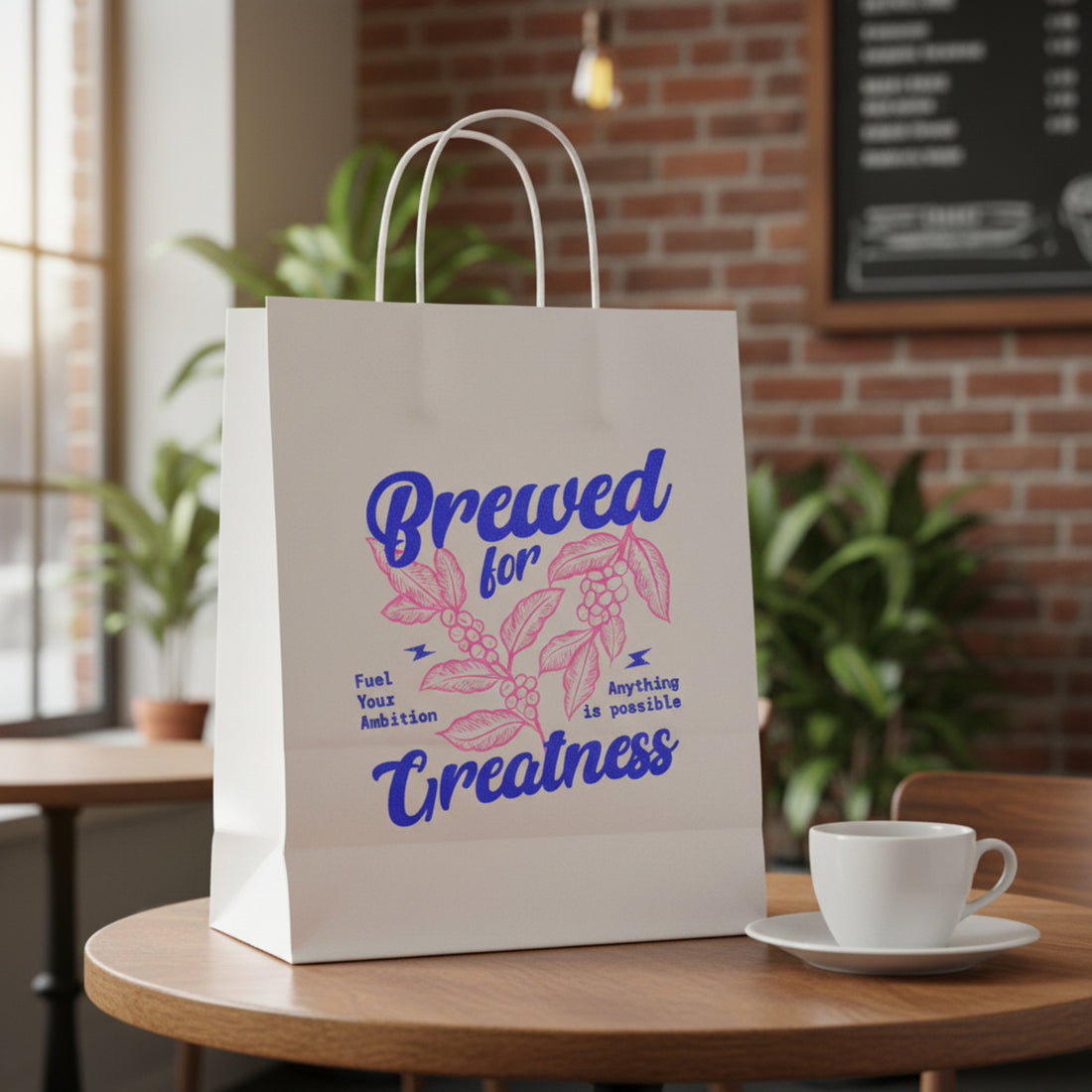 Medium White Paper Bag with Full-Color Digital Print for Retail Brands
