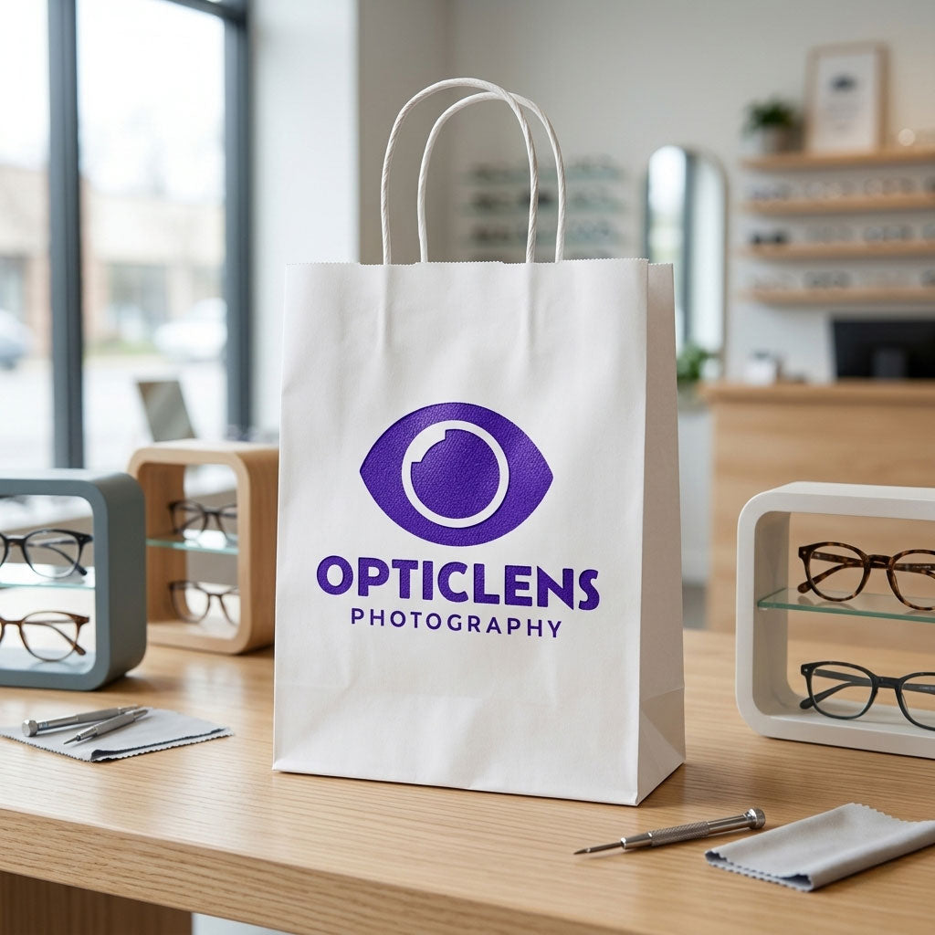 Small White Paper Bag with Screen Printing Logo