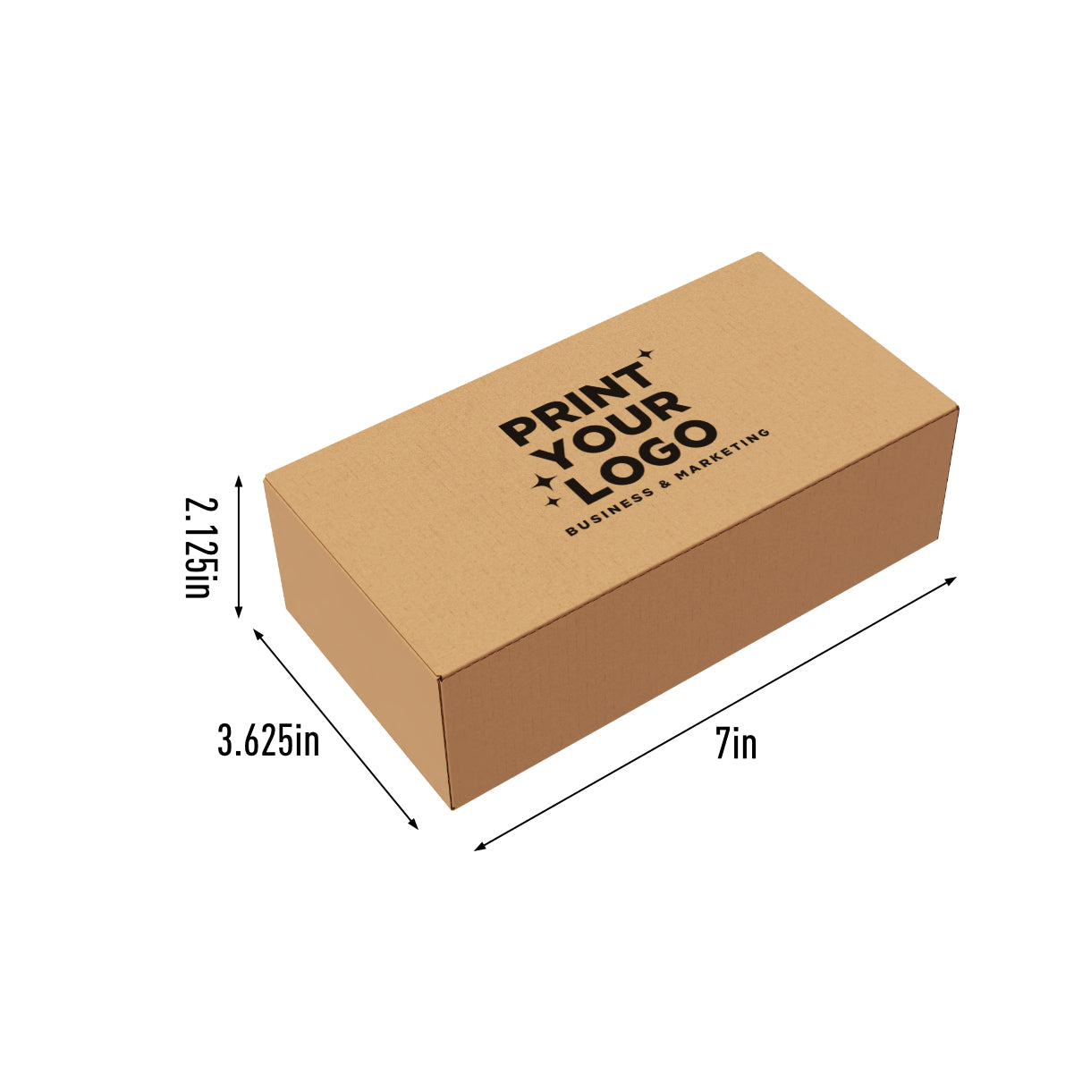 No Side Flap Mailer 7" x 3 5/8" x 2 1/8" - with Custom Logo