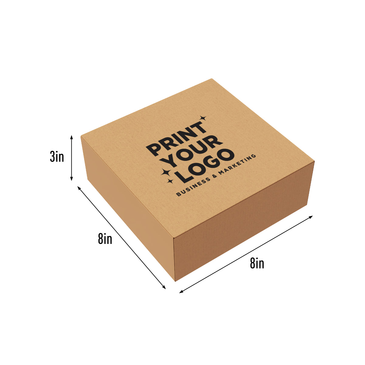 No Side Flap Mailer 8" x 8" x 3" - with Custom Logo
