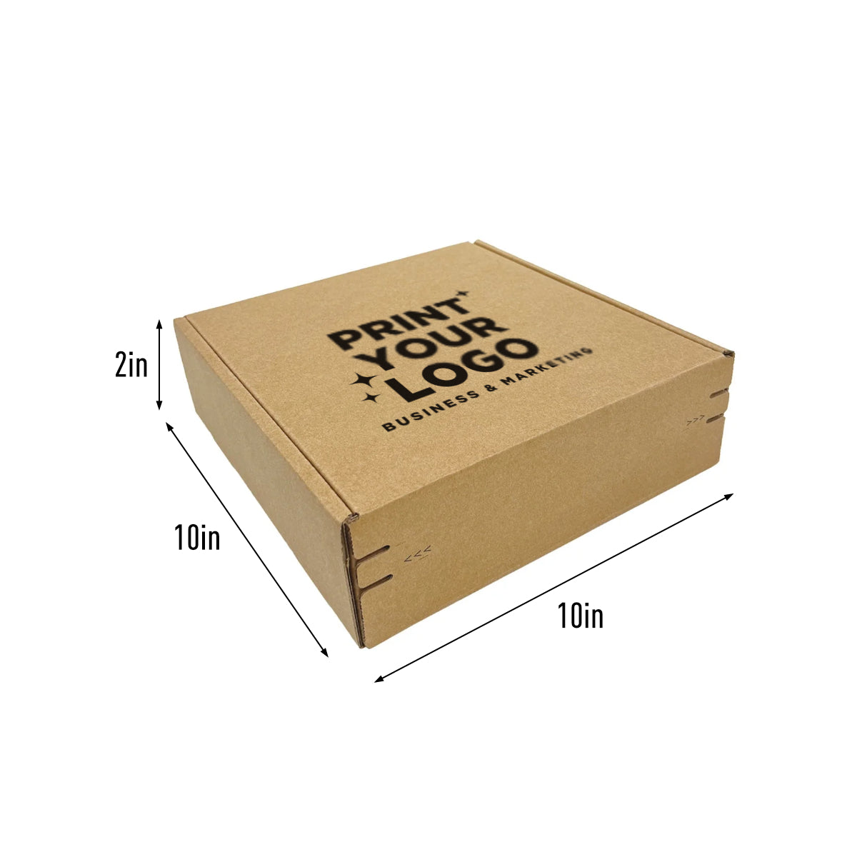 Kraft Mailer Box 10" x 10" x 2" with Self-Seal Tape - Custom One Colour Screen Printed Logo