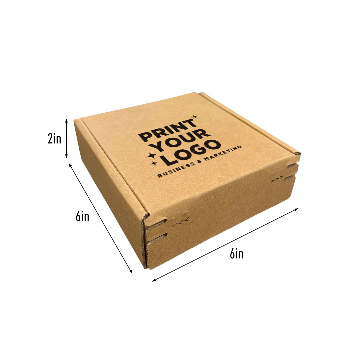 Kraft Mailer Box 6" x 6" x 2" with Self-Seal Tape - Custom One Colour Screen Printed Logo
