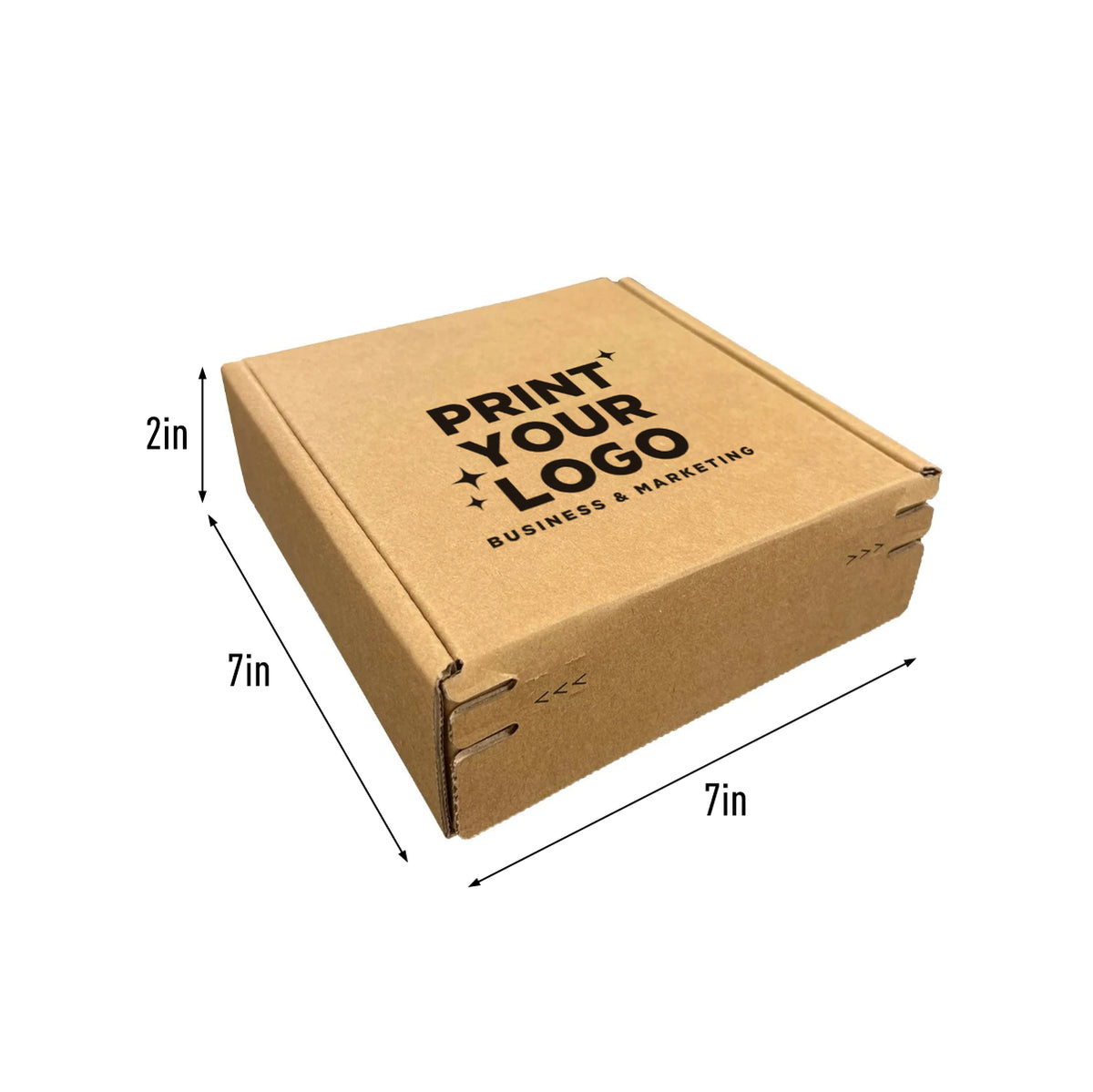 Kraft Mailer Box Self-Seal 7" x 7" x 2" - Custom One Colour Screen Printed Logo