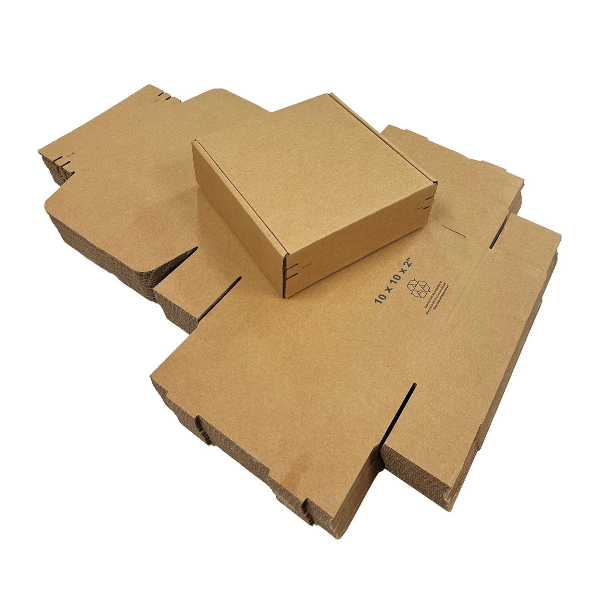 Kraft Mailer Box 10" x 10" x 2" with Self-Seal Tape - Custom One Colour Screen Printed Logo