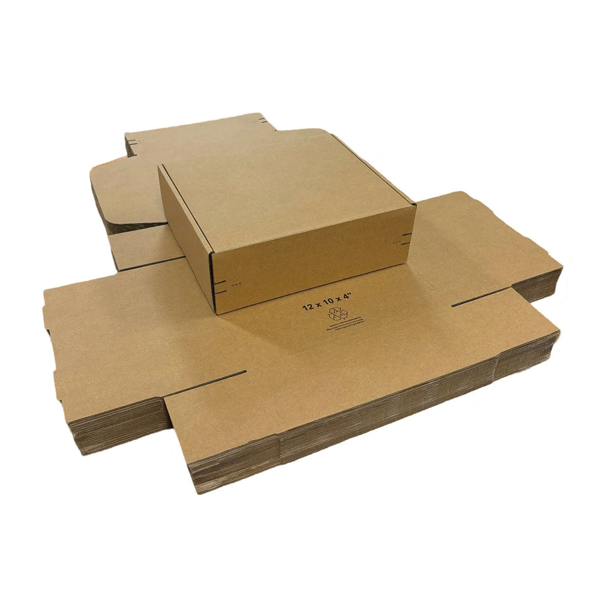 Kraft Mailer Box 12" x 10" x 4" with Self-Seal Tape - Custom One Colour Screen Printed Logo