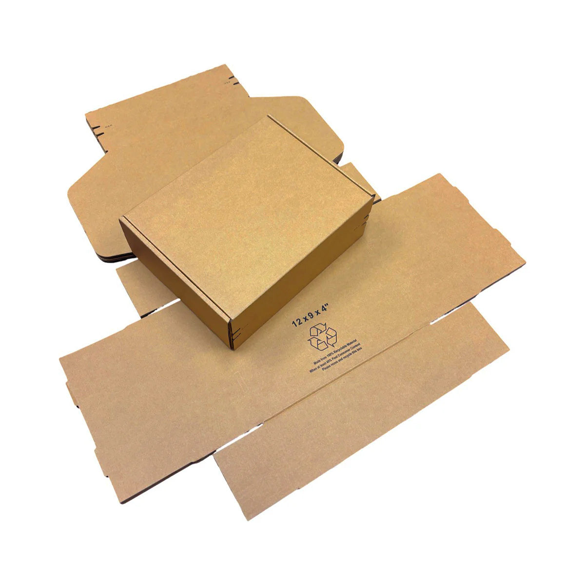 Kraft Mailer Box 12" x 9" x 4" with Self-Seal Tape - Custom One Colour Screen Printed Logo