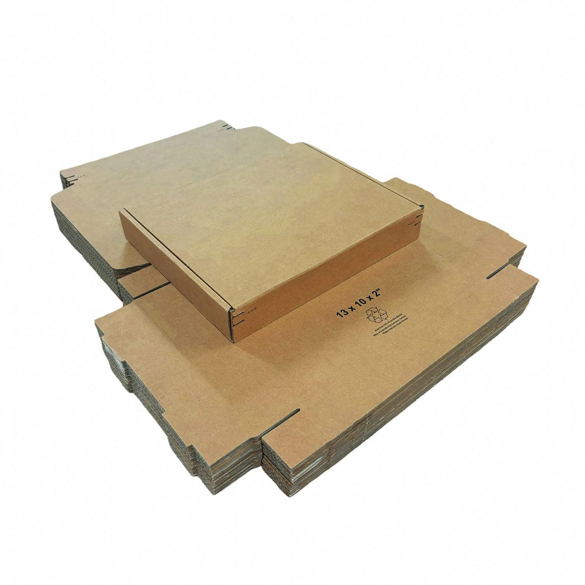 Kraft Mailer Box 13" x 10" x 2" with Self-Seal Tape - Custom One Colour Screen Printed Logo