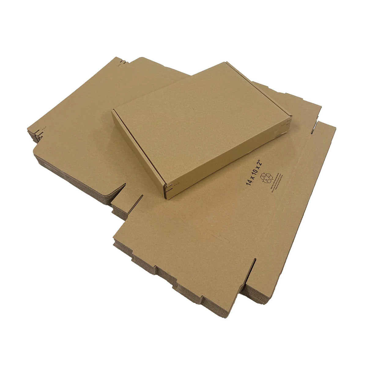 Kraft Mailer Box 14" x 10" x 2" with Self-Seal Tape - Custom One Colour Screen Printed Logo