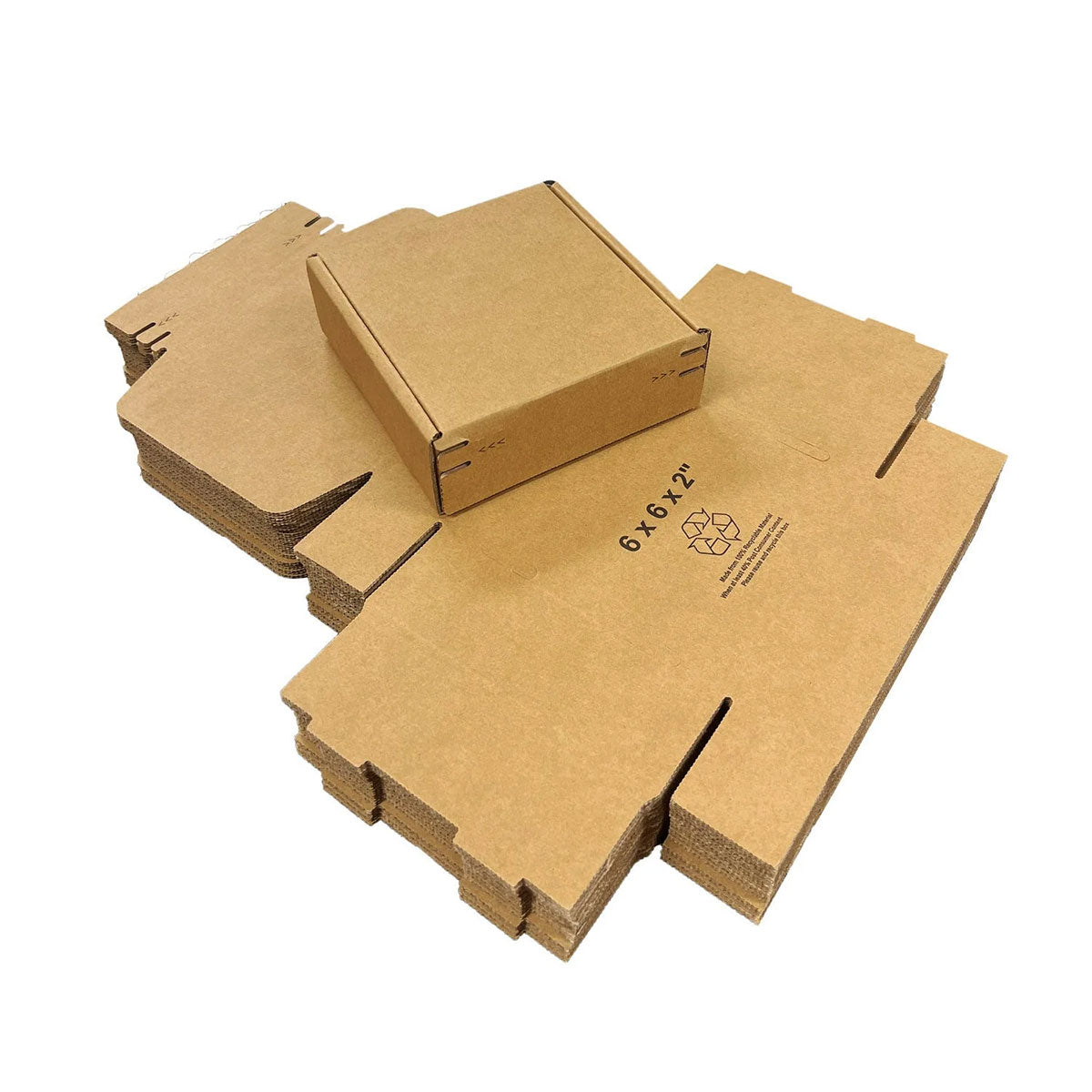 Kraft Mailer Box 6" x 6" x 2" with Self-Seal Tape - Custom One Colour Screen Printed Logo