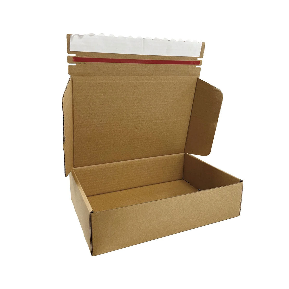 Kraft Mailer Box 12" x 8" x 3" with Self-Seal Tape - Custom One Colour Screen Printed Logo