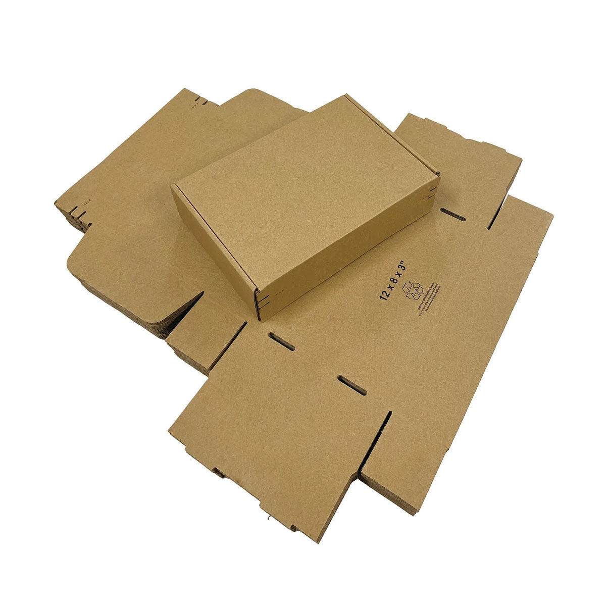 Kraft Mailer Box 12" x 8" x 3" with Self-Seal Tape - Custom One Colour Screen Printed Logo