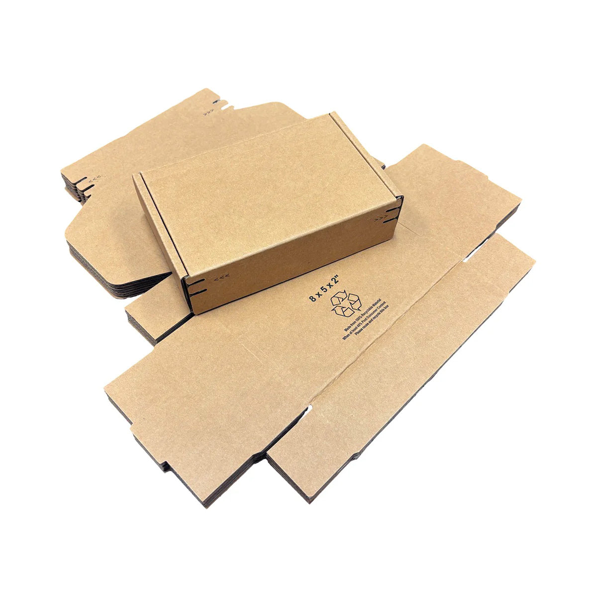 Kraft Mailer Box 8" x 5" x 2" with Self-Seal Tape - Custom One Colour Screen Printed Logo