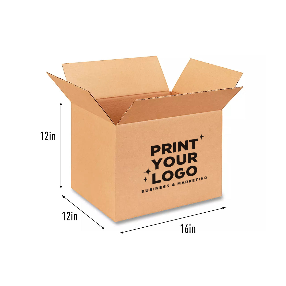 Shipping Box 16" x 12" x 12" Custom Printed with One Colour Logo – Regular Slotted 32 ECT Kraft