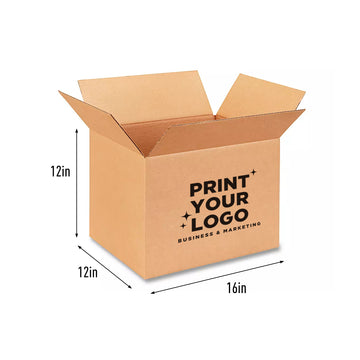 Shipping Box 16" x 12" x 12" Custom Printed with One Colour Logo – Regular Slotted 32 ECT Kraft