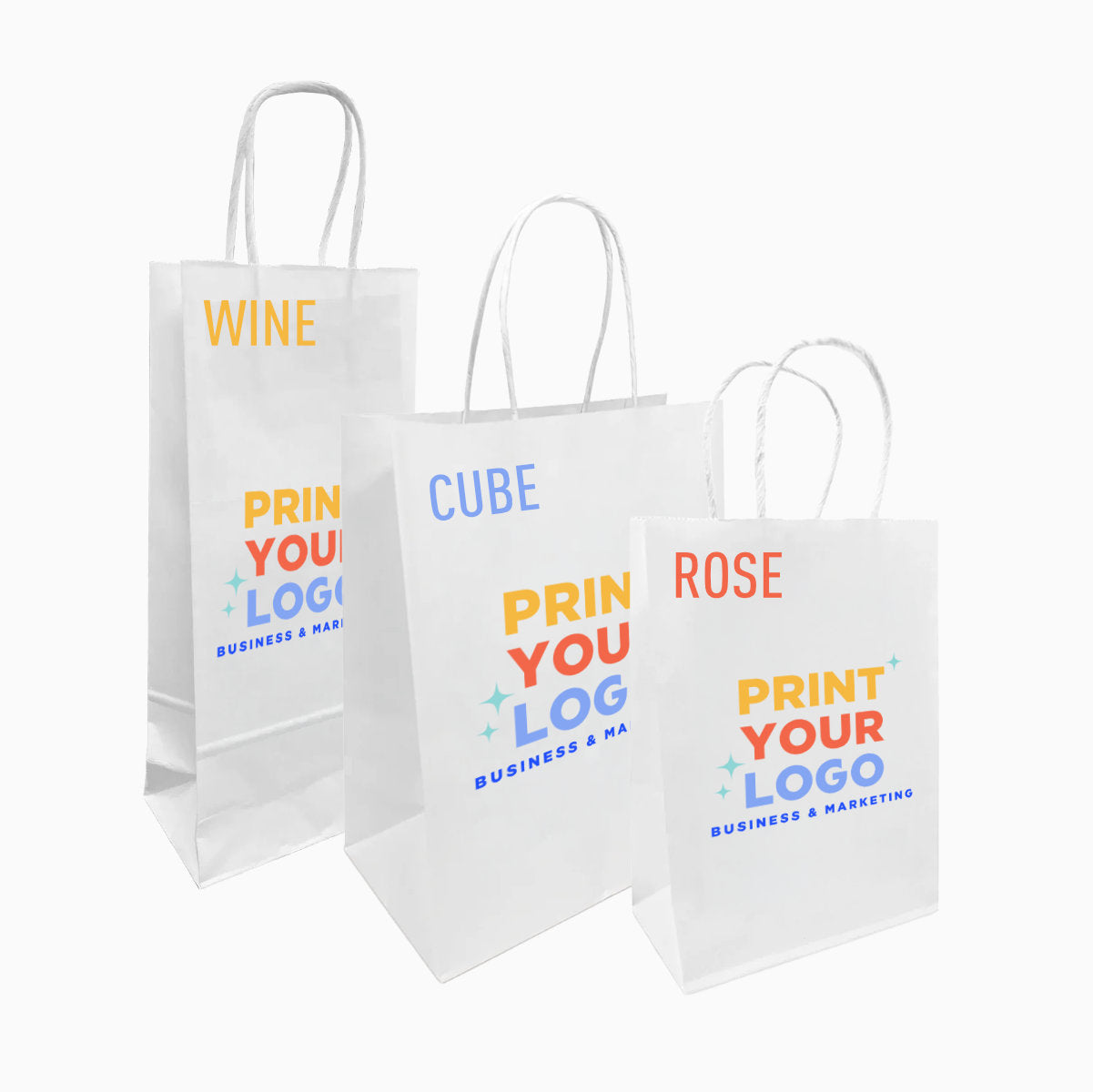 Small White Paper Bag with Full-Color Digital Print for Retail Brands