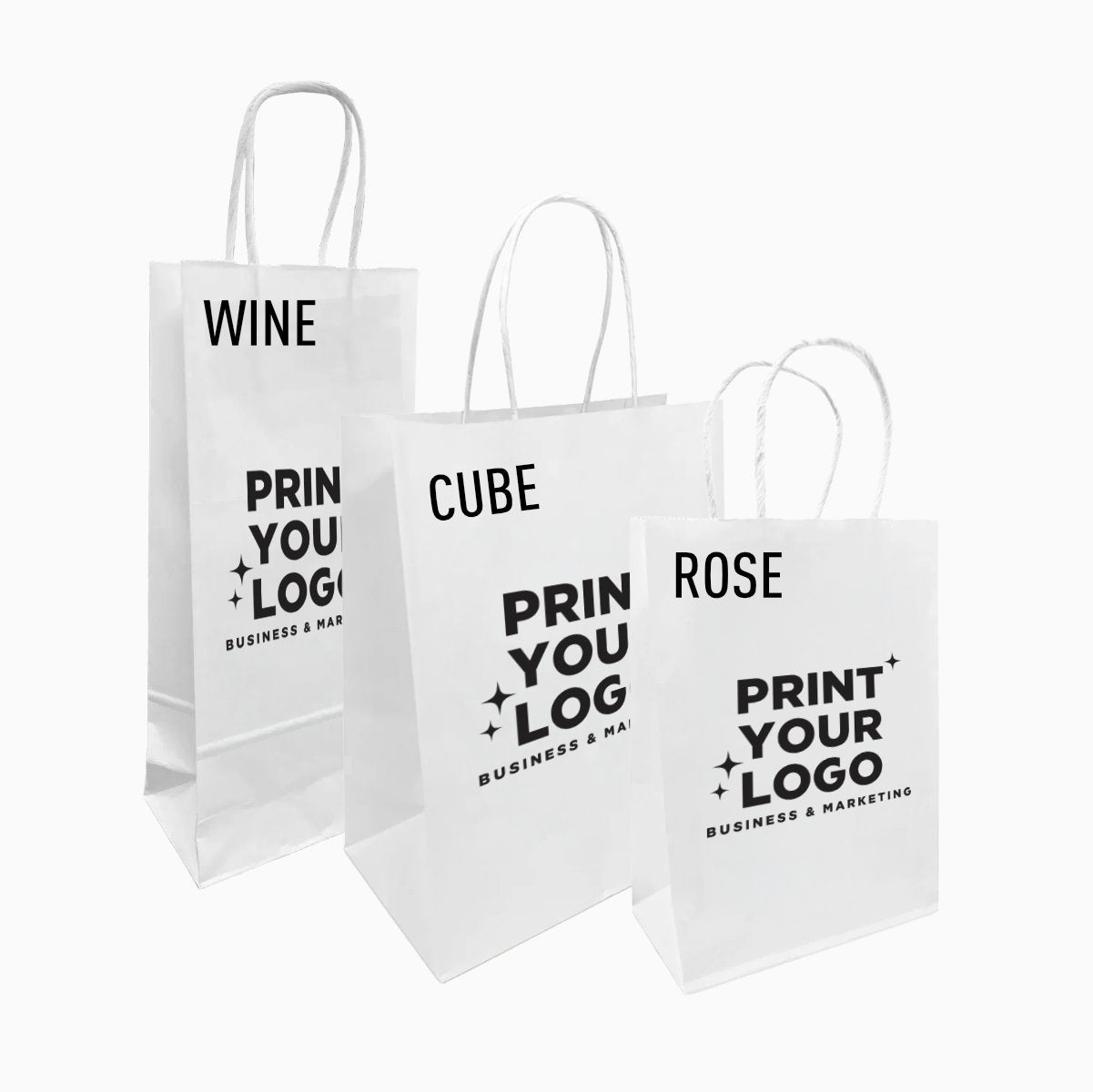 Small White Paper Bag with Screen Printing Logo