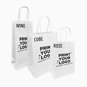Small White Paper Bag with Screen Printing Logo
