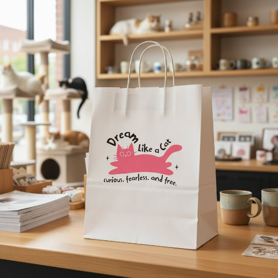 Small White Paper Bag with Full-Color Digital Print for Retail Brands