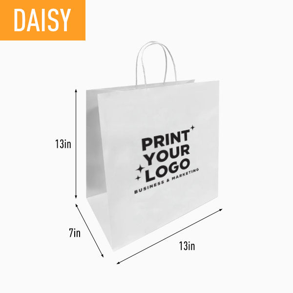 Large White Paper Bag with Screen Printing Logo |  Custom Retail Shopping Bag for Brands
