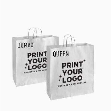 Extra Large White Paper Bag with Screen Printing Logo | Custom Retail Shopping Bag for Brands