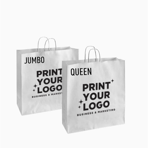 Extra Large White Paper Bag with Screen Printing Logo | Custom Retail Shopping Bag for Brands