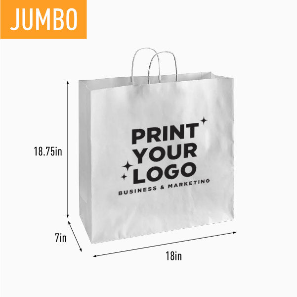 Extra Large White Paper Bag with Screen Printing Logo | Custom Retail Shopping Bag for Brands