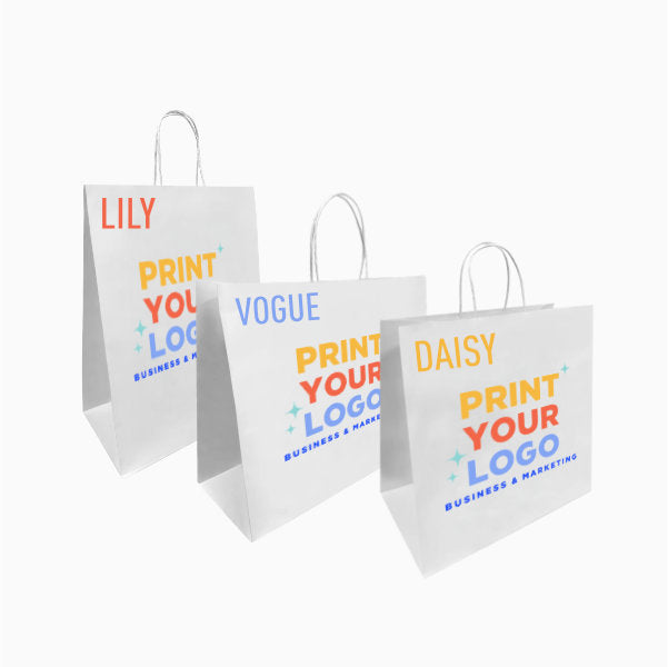 Large White Paper Bag with Full-Color Digital Print for Retail Brands