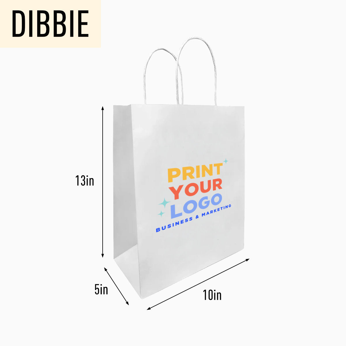 Medium White Paper Bag with Full-Color Digital Print for Retail Brands