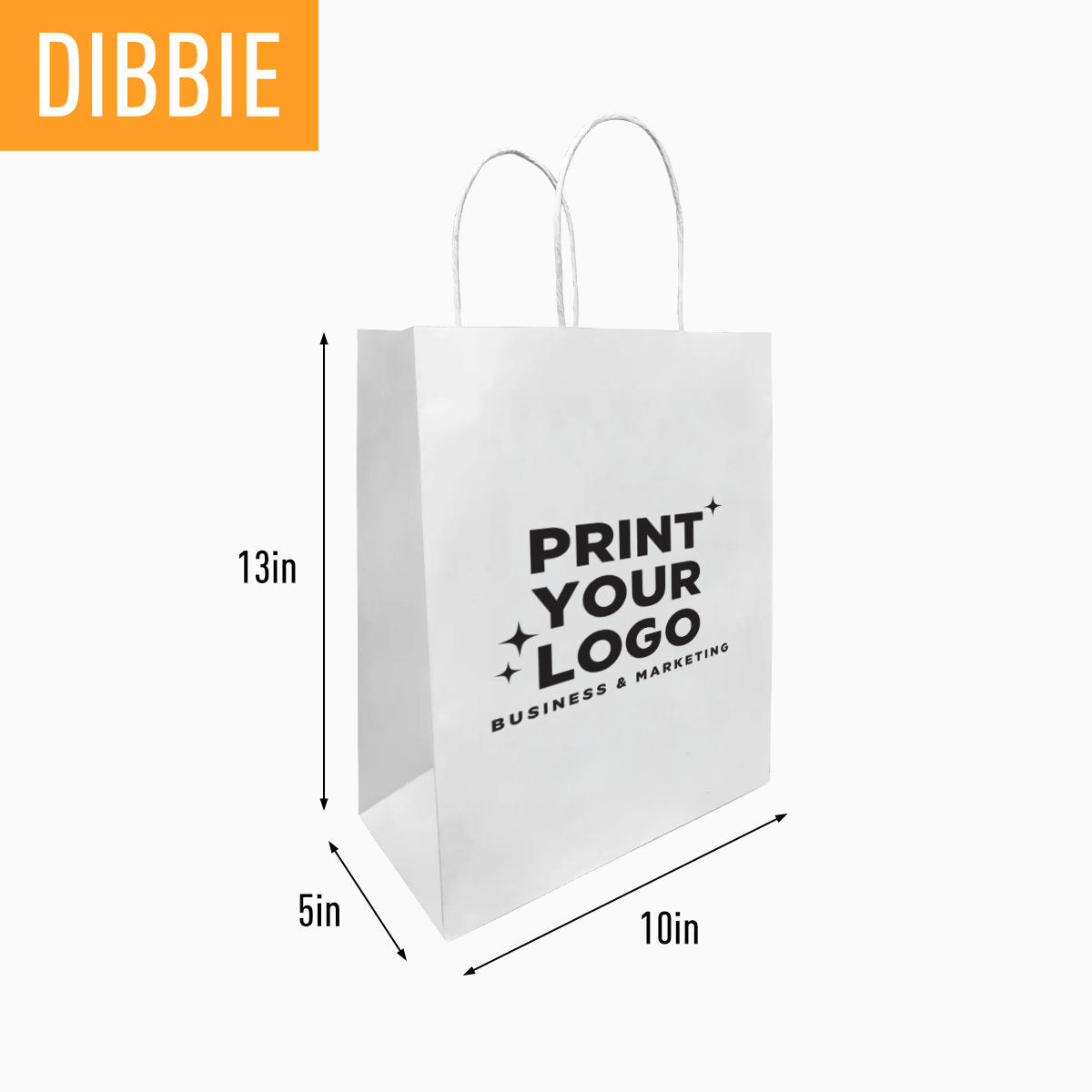Medium White Paper Bag with Screen Printing Logo – Custom Retail Shopping Bag for Brands