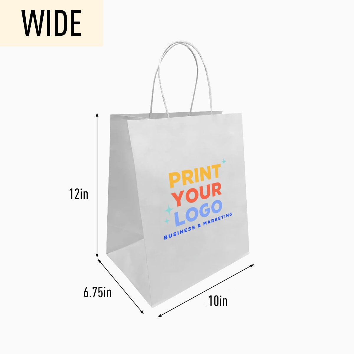 Medium White Paper Bag with Full-Color Digital Print for Retail Brands