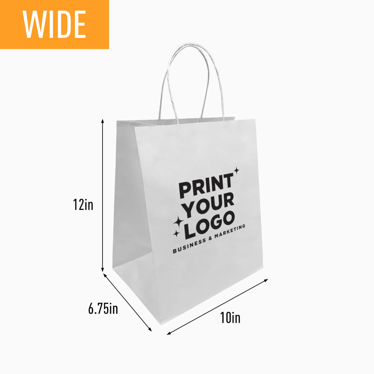 Medium White Paper Bag with Screen Printing Logo – Custom Retail Shopping Bag for Brands