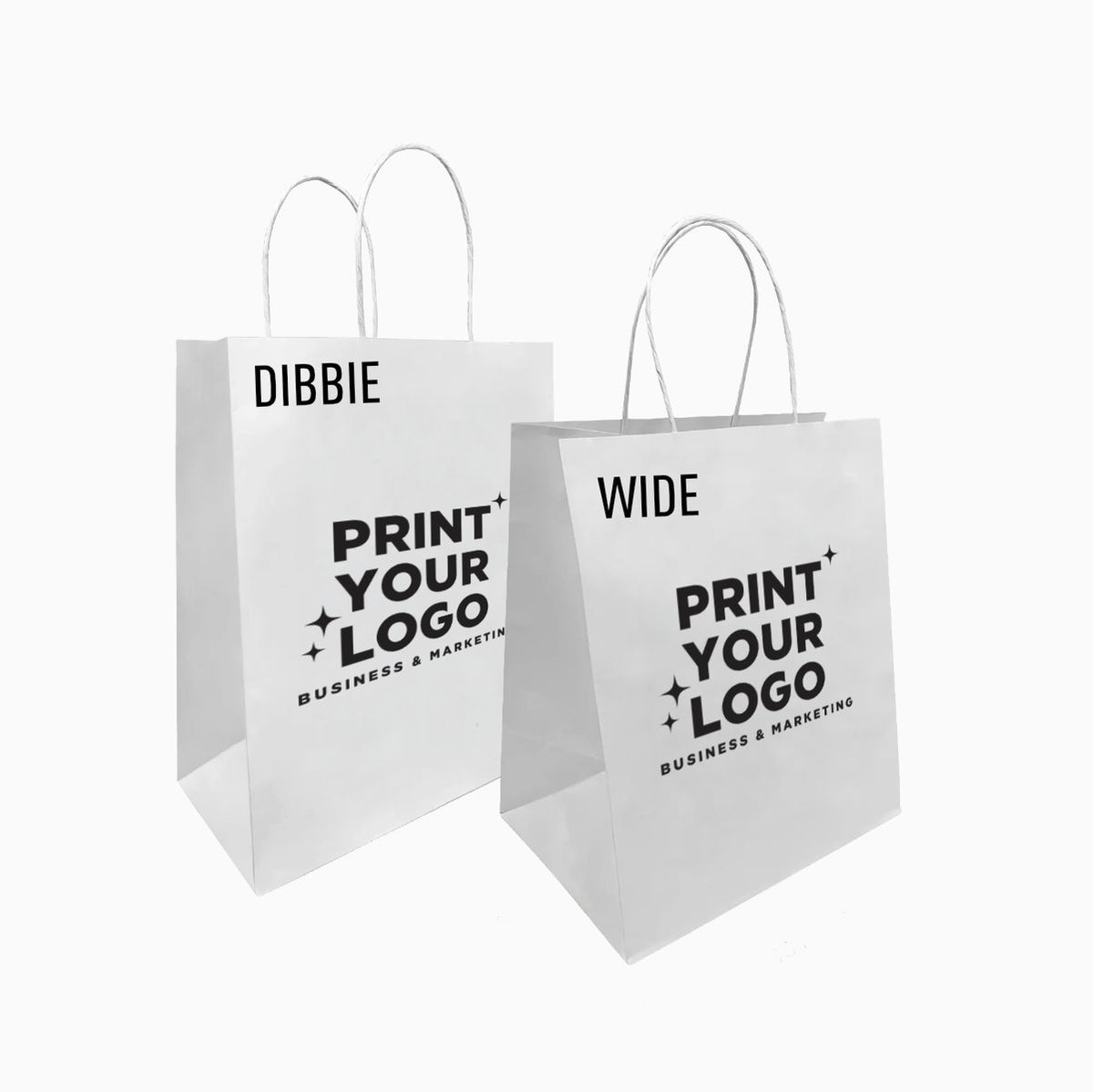 Medium White Paper Bag with Screen Printing Logo – Custom Retail Shopping Bag for Brands