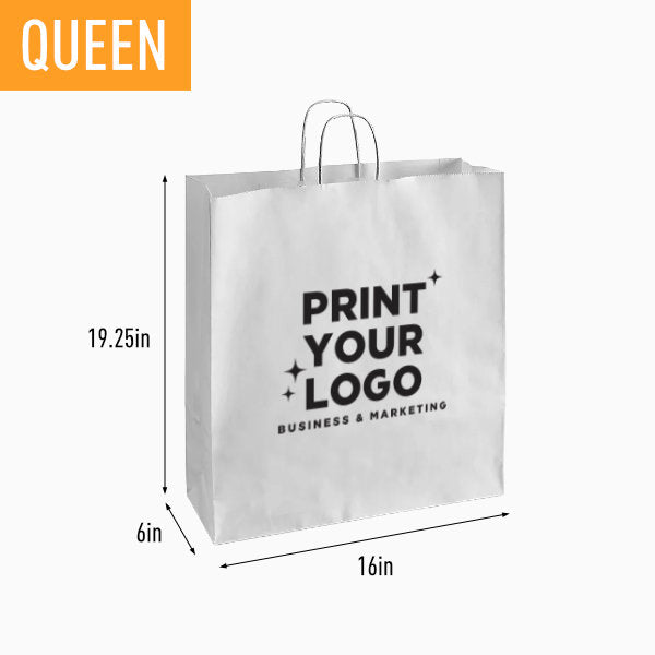 Extra Large White Paper Bag with Screen Printing Logo | Custom Retail Shopping Bag for Brands